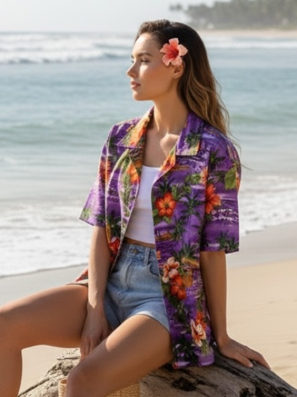 🌺Vintage Koko Head Hawaii Purple Hibiscus Hawaiian Shirt, XS (Runs big) – NWOT🌺